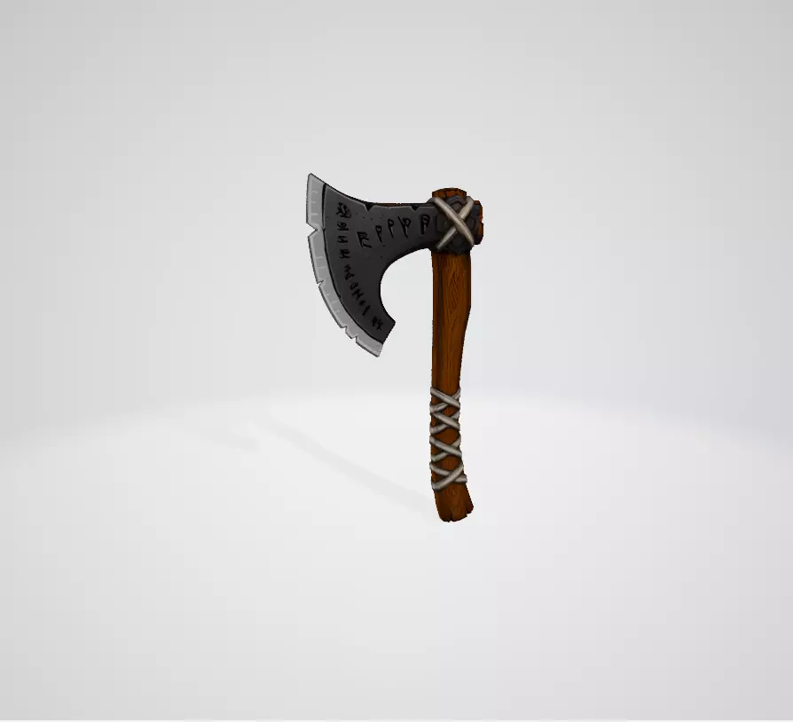 Viking axe Low-poly 3D model_0