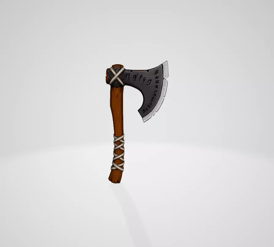 Viking axe Low-poly 3D model_2