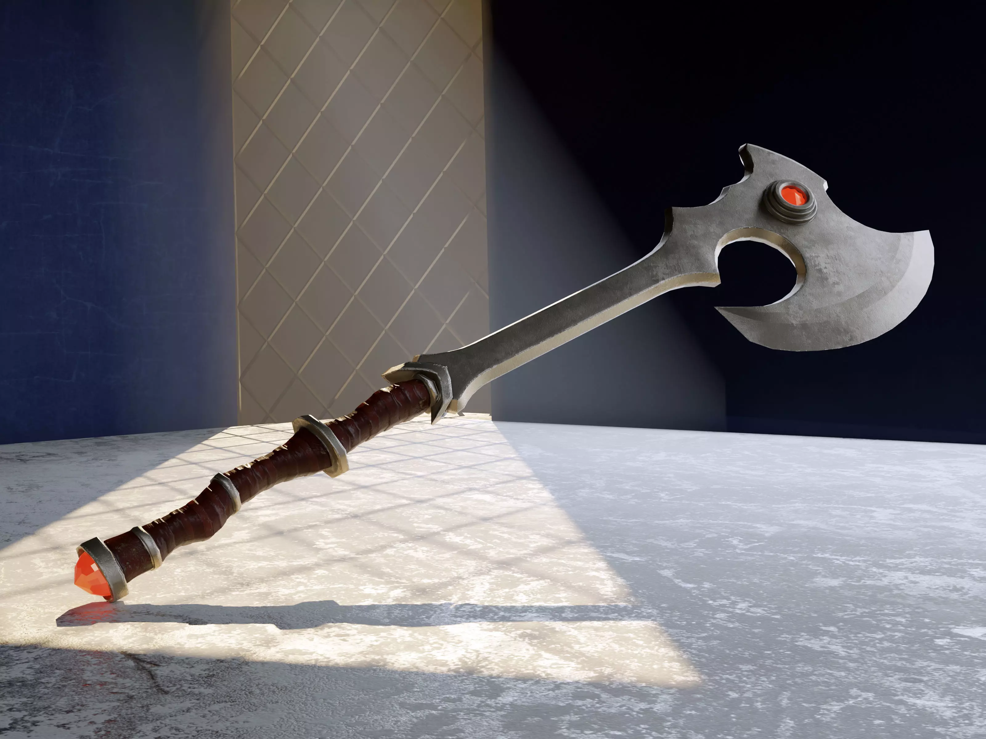 medieval axe Low-poly 3D model_2