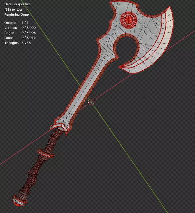 medieval axe Low-poly 3D model_3