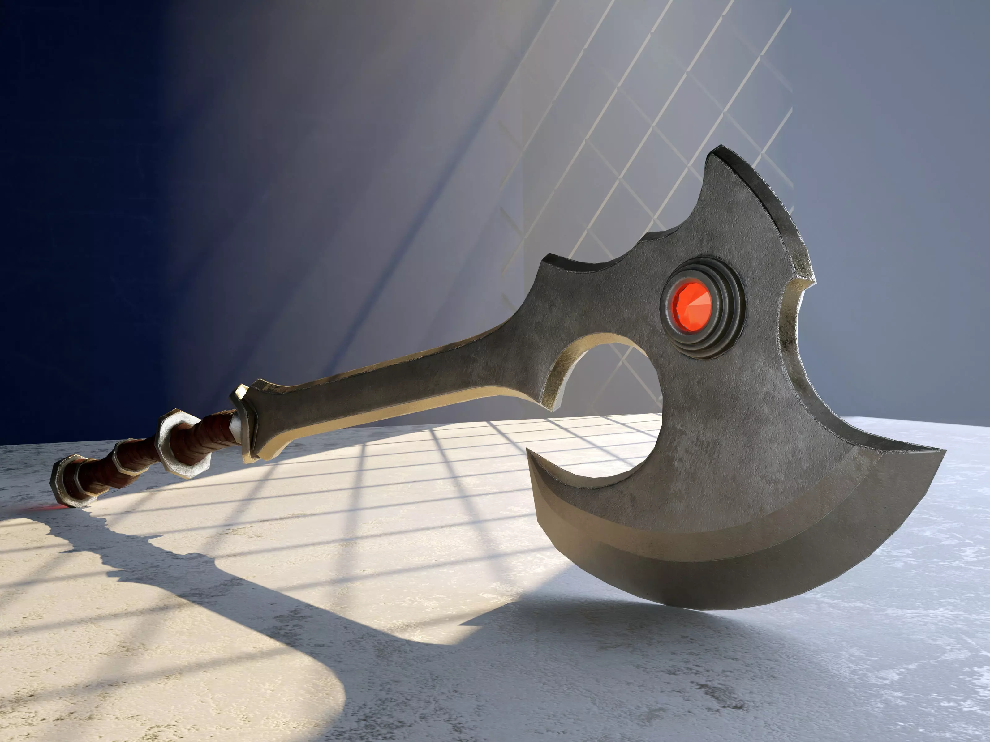 medieval axe Low-poly 3D model_1