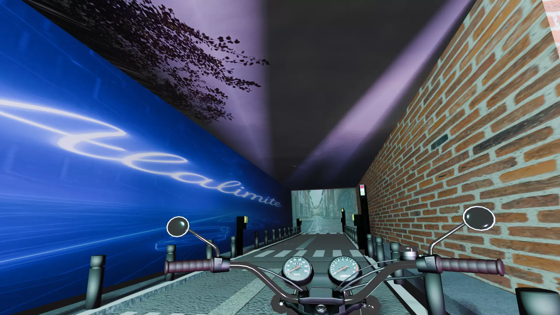 Urban Street Scene 3D Model with Props and Motorcycle Low-poly 3D model_2