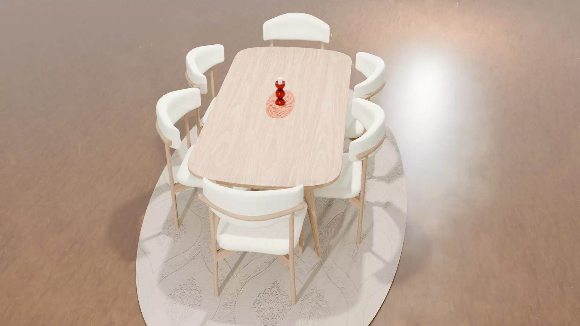 Dining Table Chairs Low-poly 3D model_8