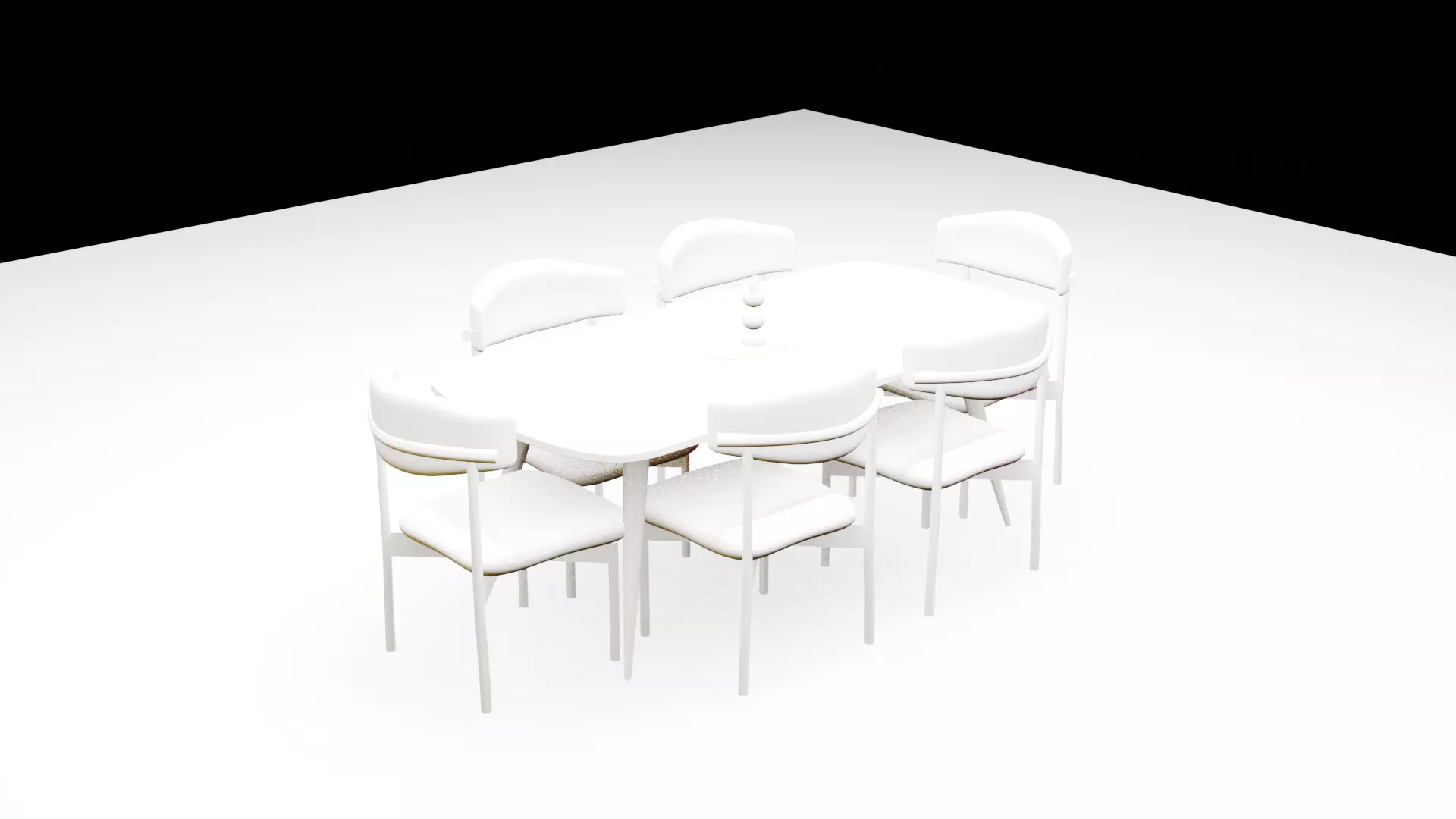 Dining Table Chairs Low-poly 3D model_3