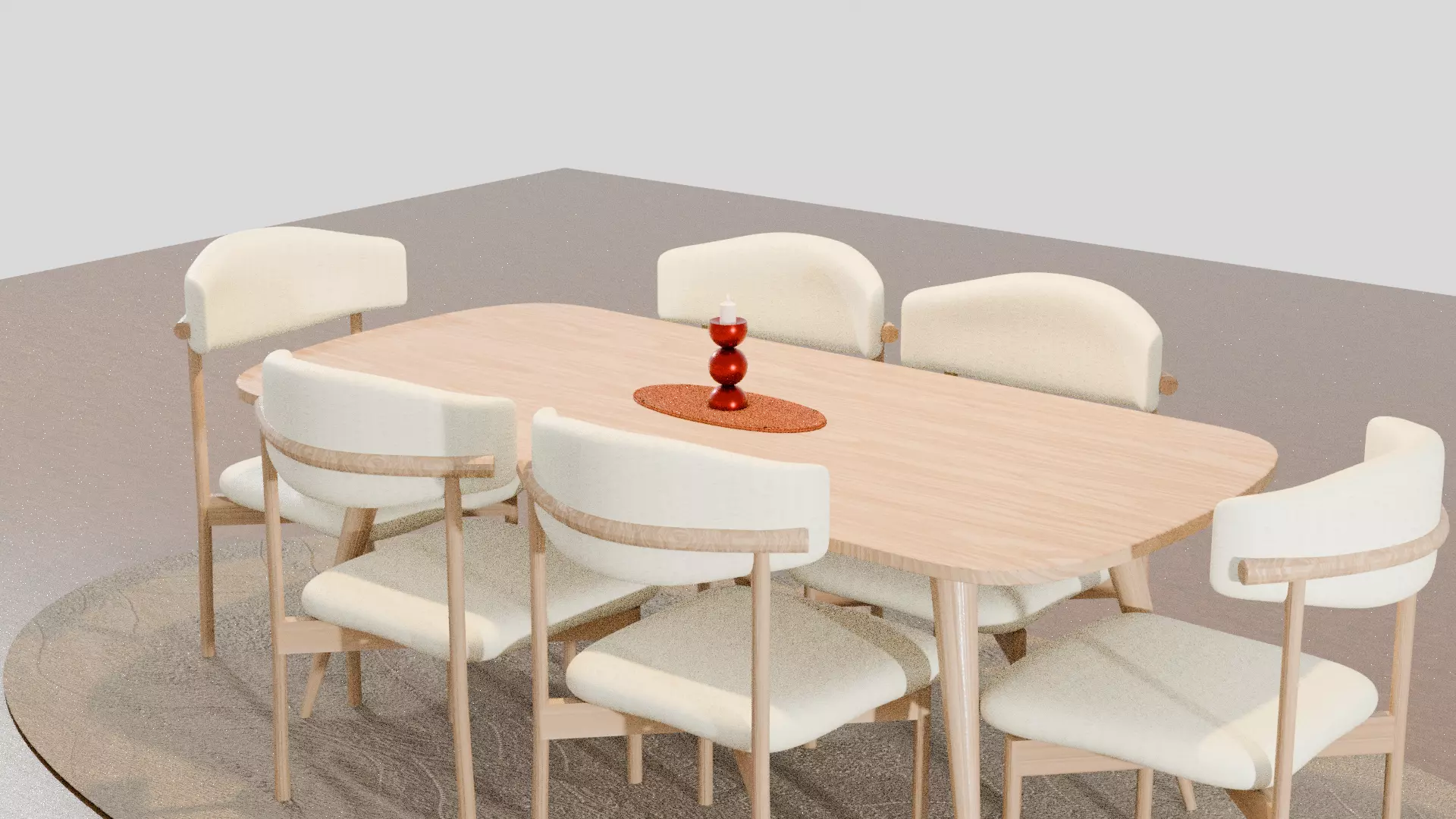 Dining Table Chairs Low-poly 3D model_0
