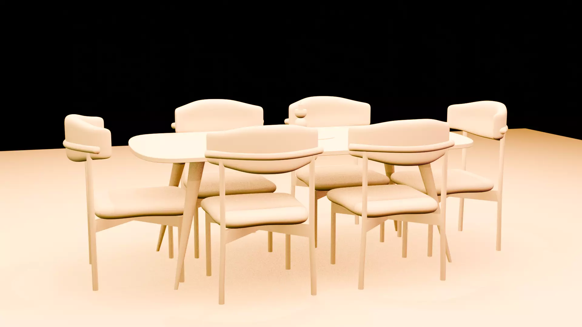 Dining Table Chairs Low-poly 3D model_6