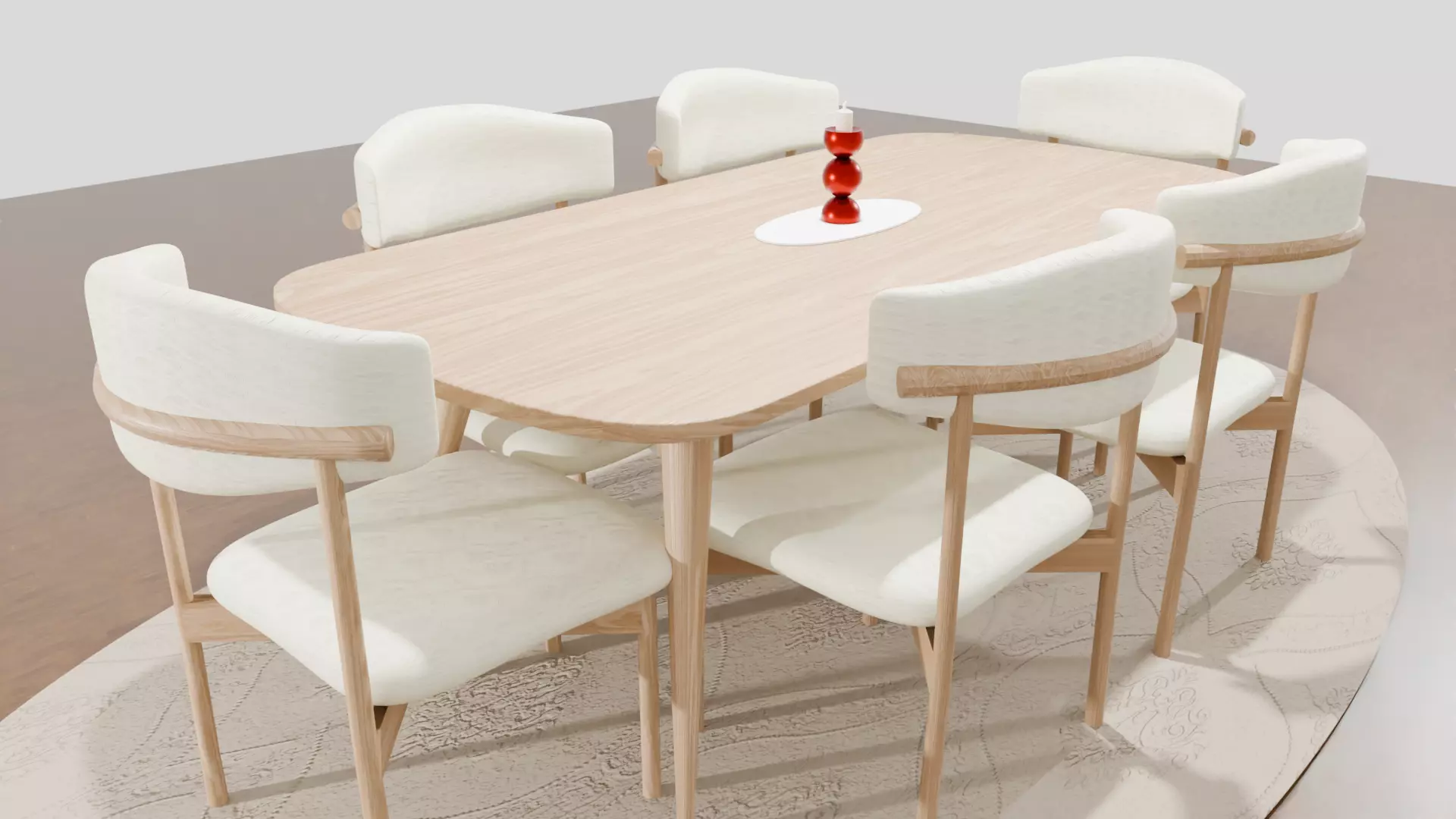 Dining Table Chairs Low-poly 3D model_15