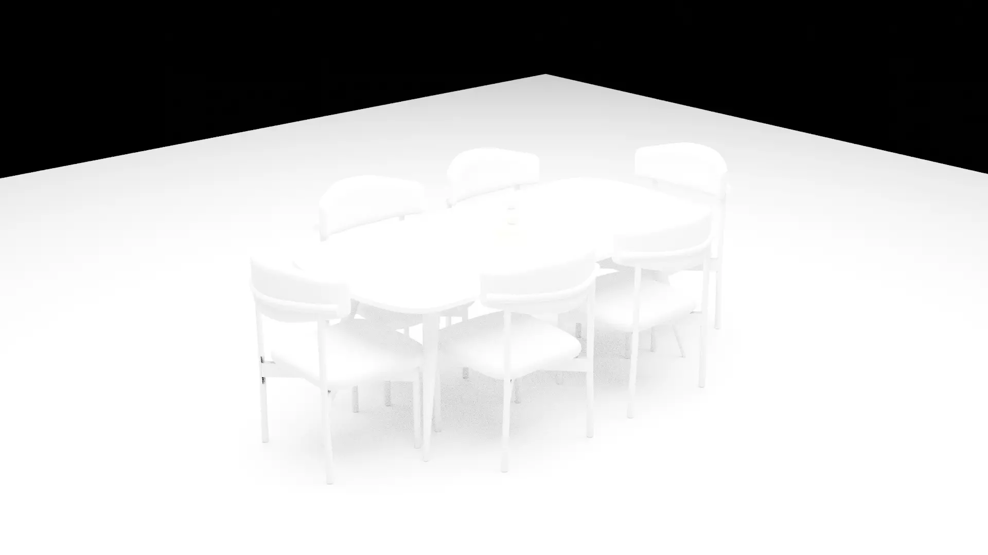 Dining Table Chairs Low-poly 3D model_4