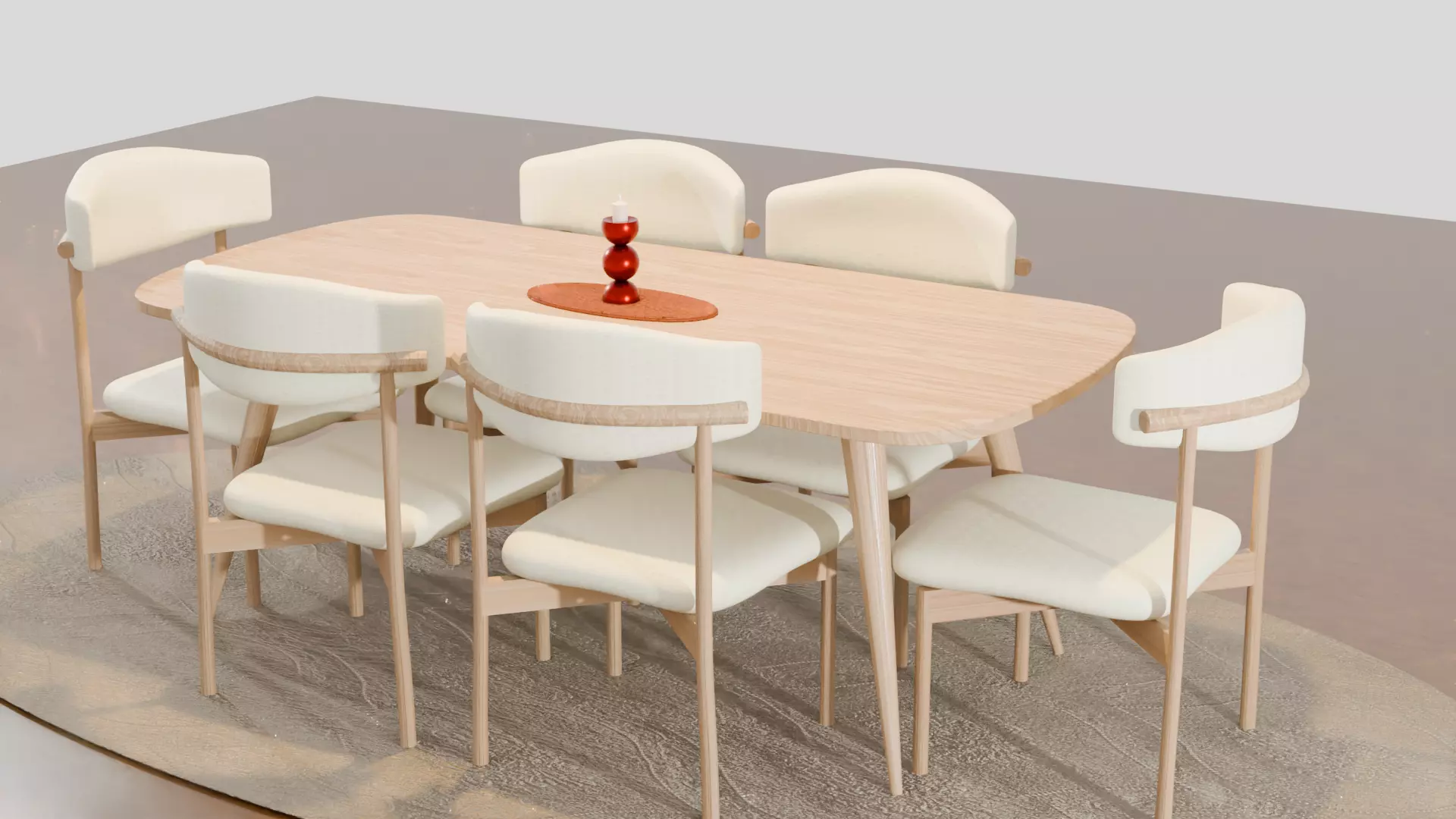 Dining Table Chairs Low-poly 3D model_9