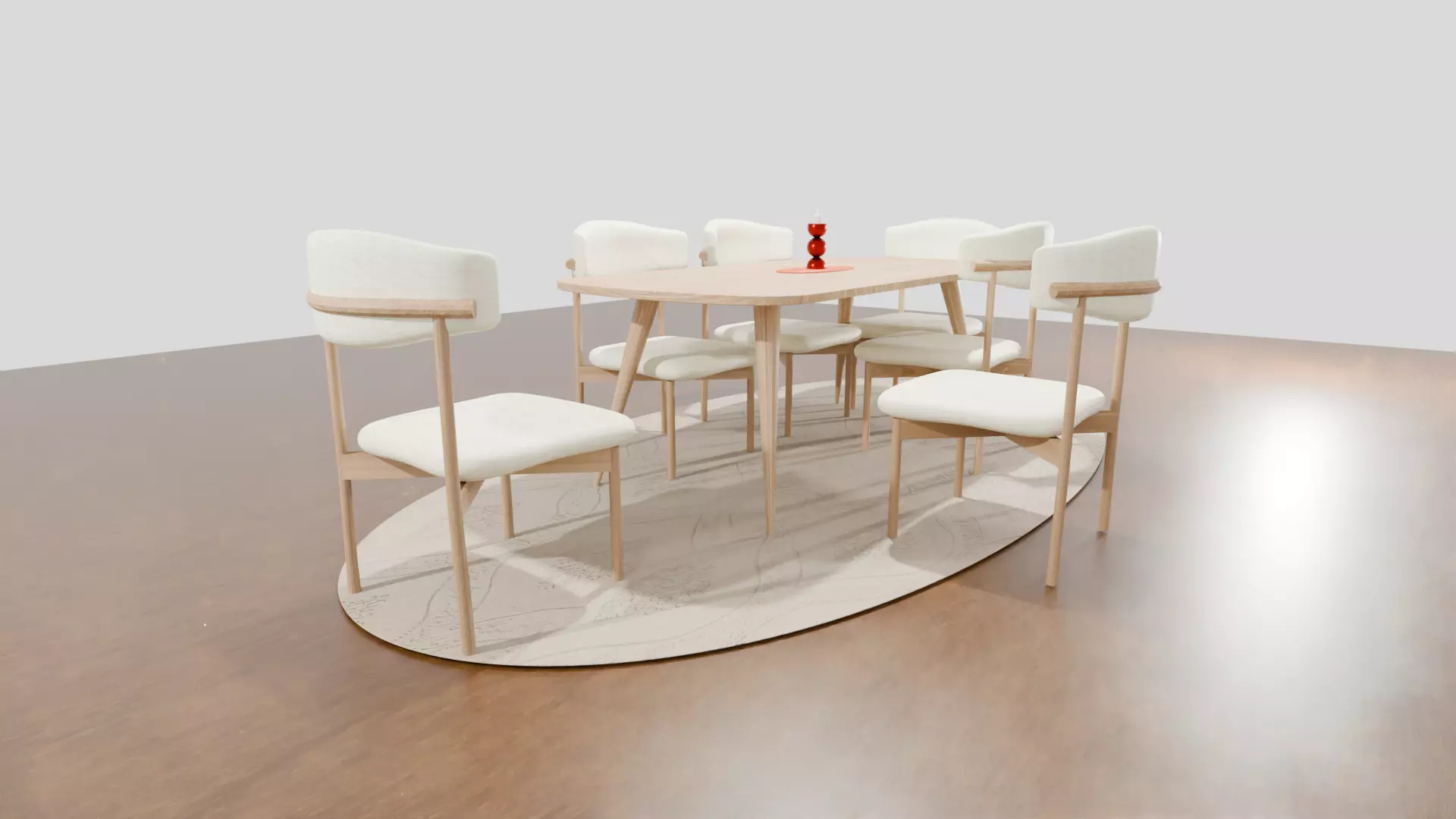 Dining Table Chairs Low-poly 3D model_16