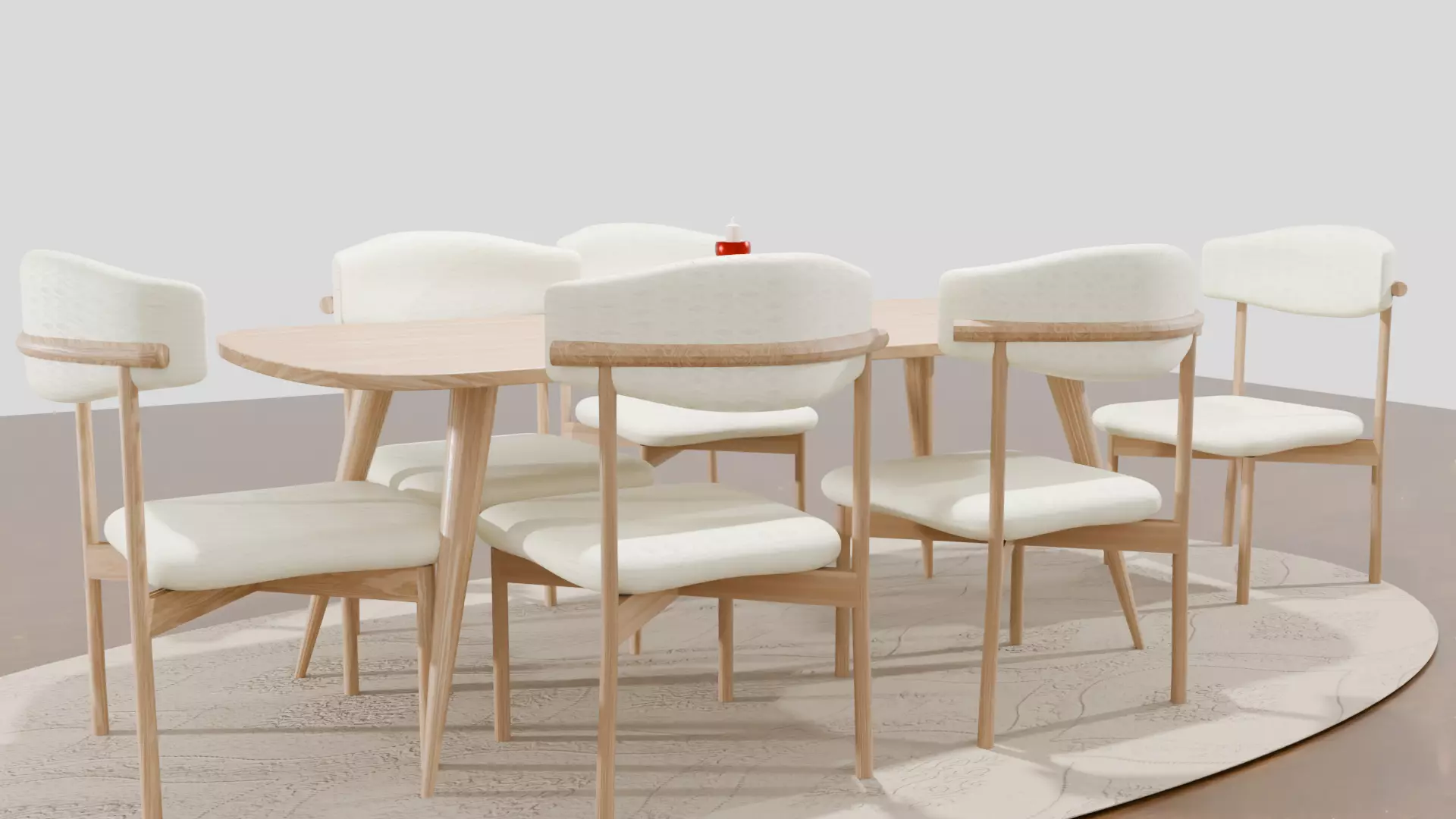 Dining Table Chairs Low-poly 3D model_11