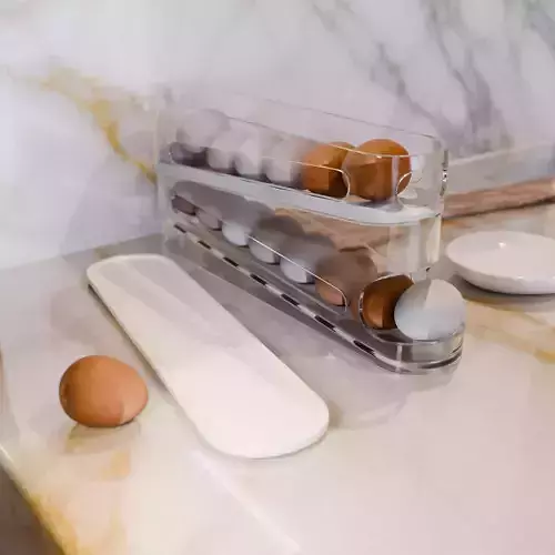 Two Tier Sliding Egg Storage Organizer Automatic Sliding