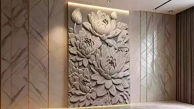 Modern Relief Wall Mural Decor CNC 3D Print 07 