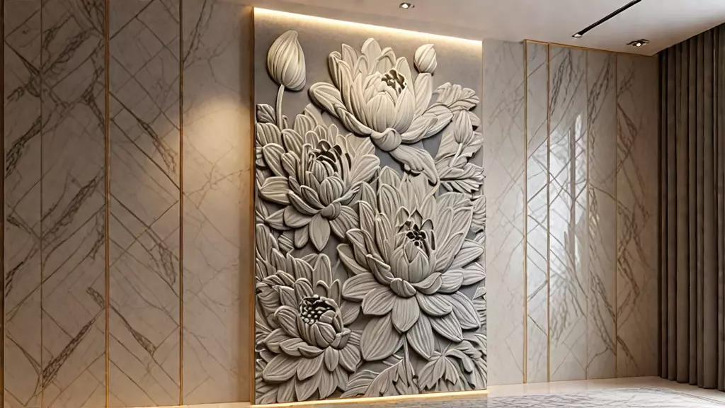 Modern Relief Wall Mural Decor CNC 3D Print 07  3D model_0