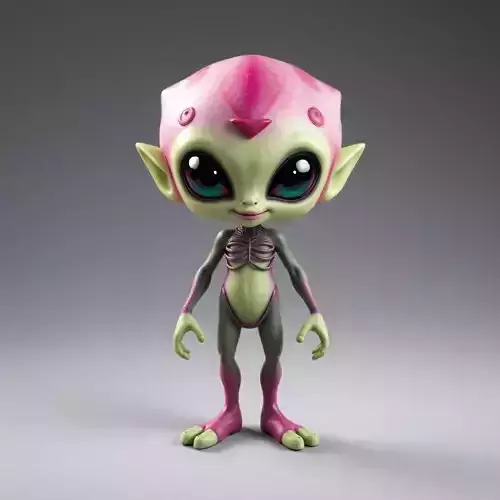 Highly Detailed Alien 3D Model Animation and 3D Printing Low-poly 3D model