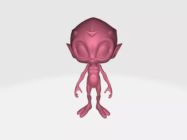 Highly Detailed Alien 3D Model Animation and 3D Printing Low-poly 3D model_2