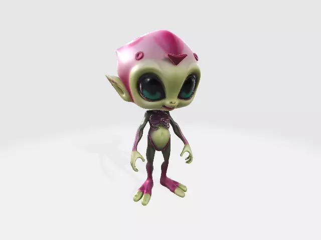 Highly Detailed Alien 3D Model Animation and 3D Printing Low-poly 3D model_3