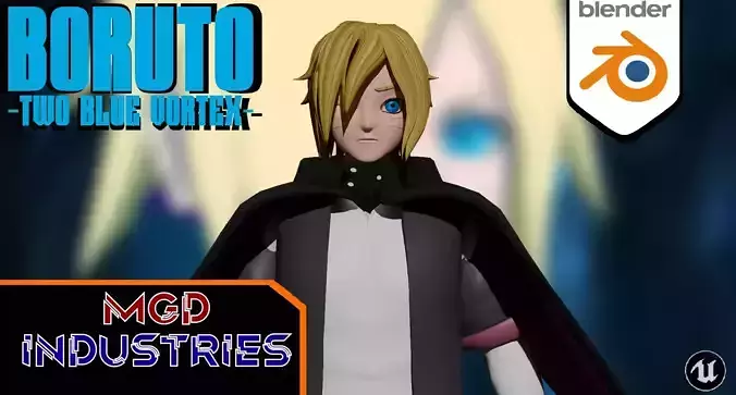 Boruto Uzumaki Long Hair Low-poly 3D model