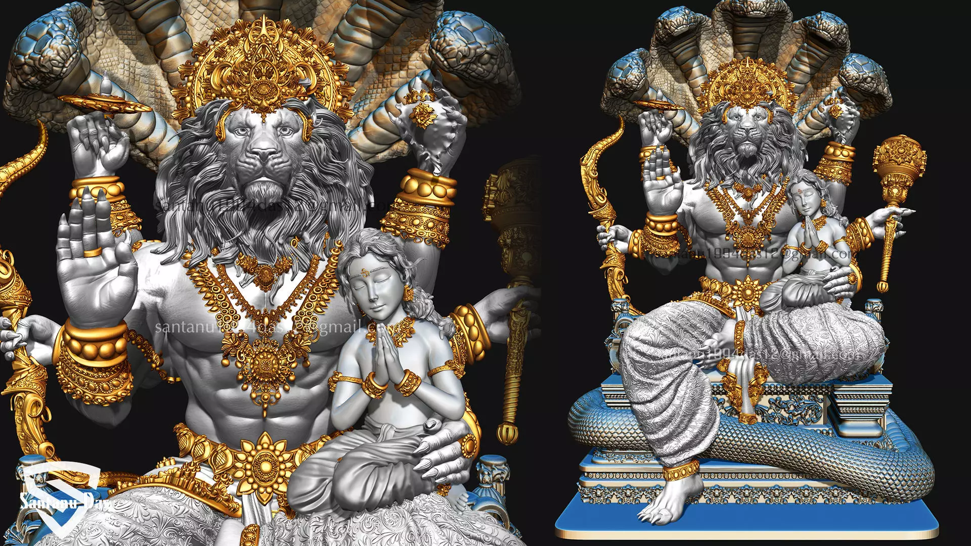 Narasimha and Prahlad 3d print idol 3D print model_11