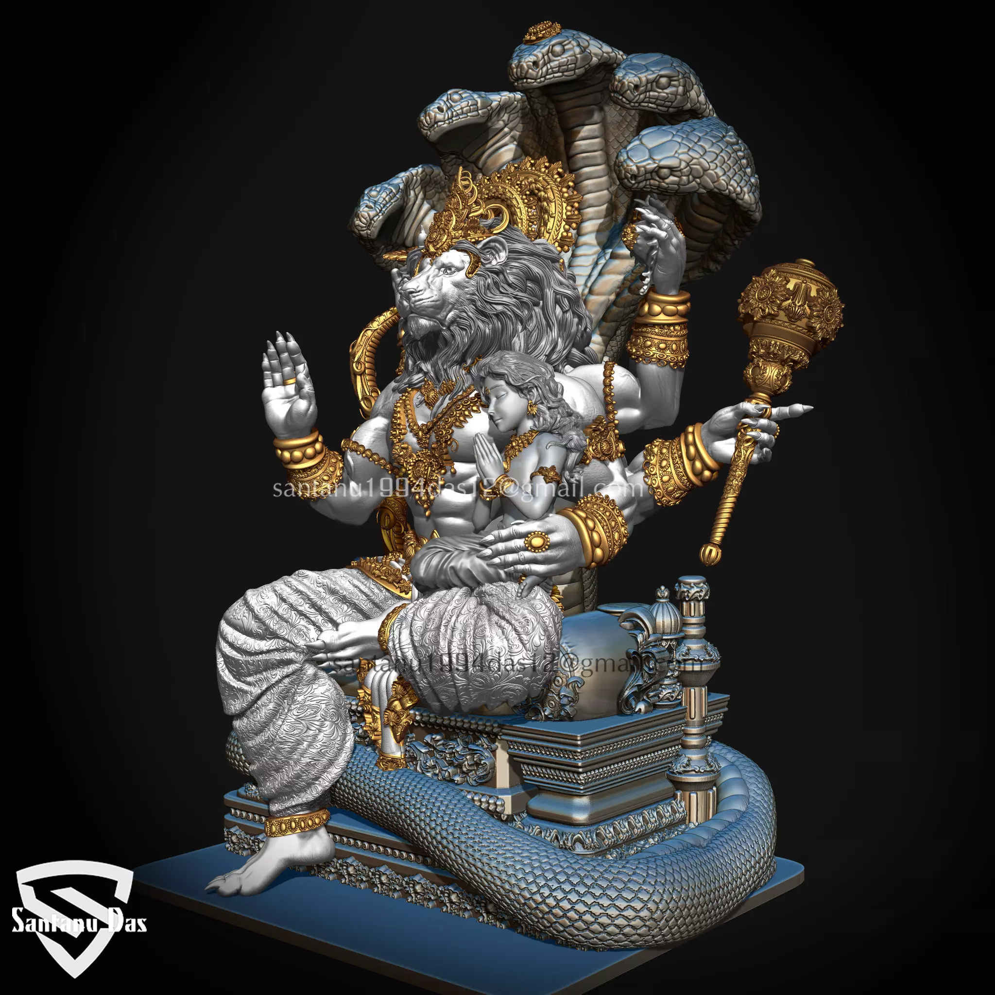 Narasimha and Prahlad 3d print idol 3D print model_3