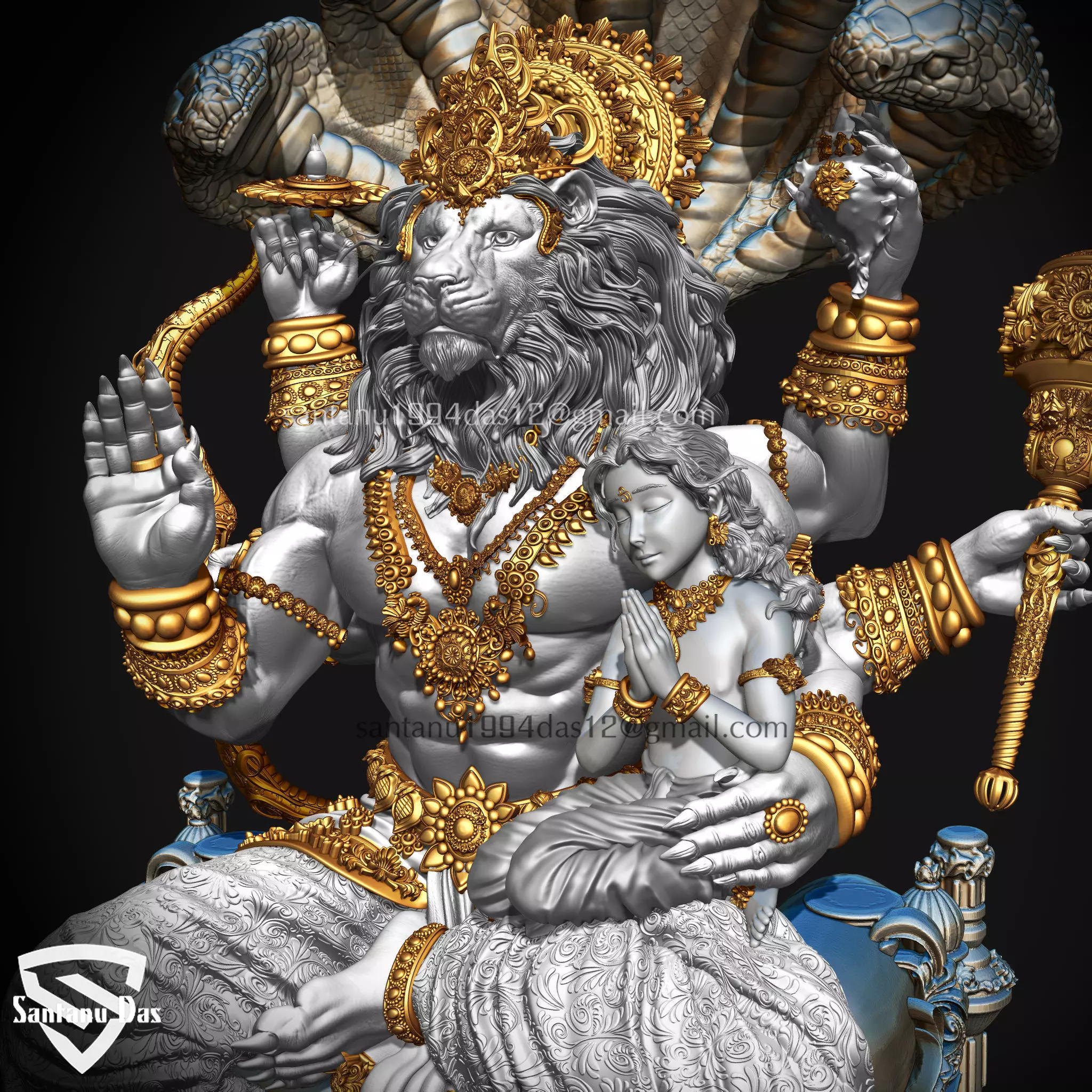 Narasimha and Prahlad 3d print idol 3D print model_5