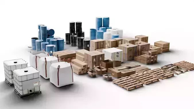 Box and Cargo Pack Low-poly 3D model