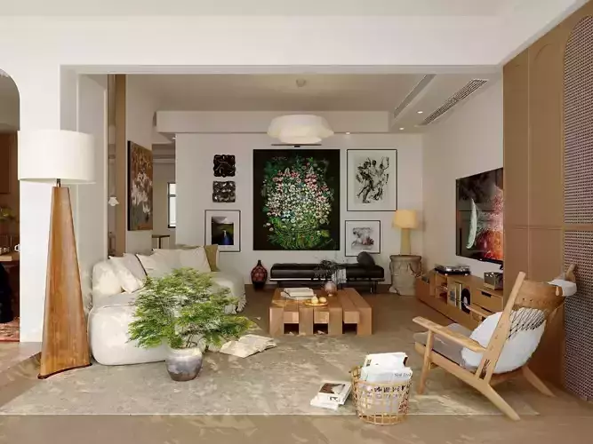 Pixels and Flowers living room interior scene