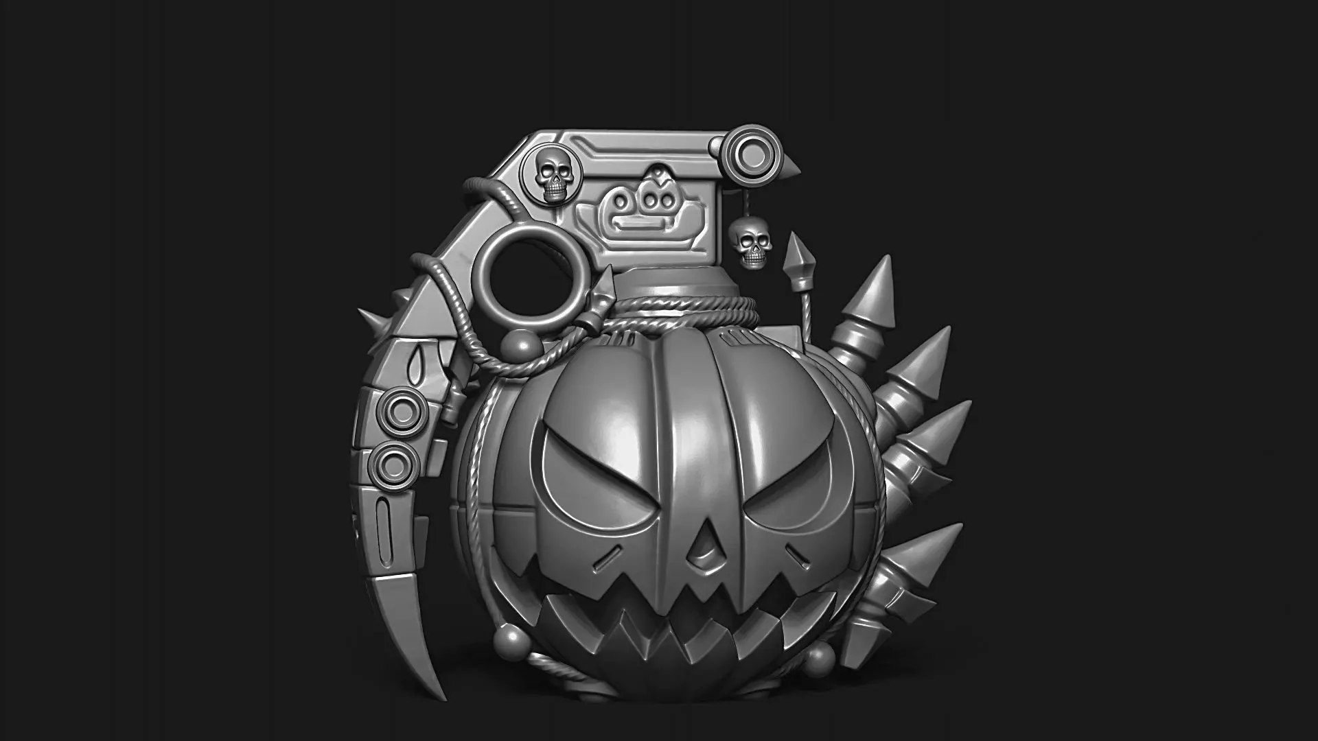 Halloween Grenade Pumpkin  Spooky Decor 3D print model_11