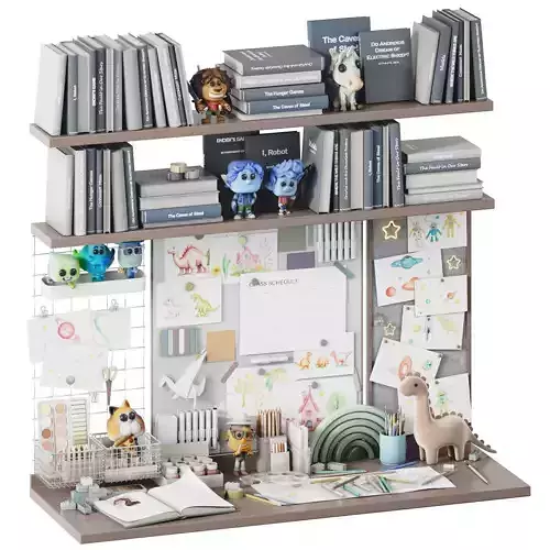 Toys wall and desk decor for a childrens room