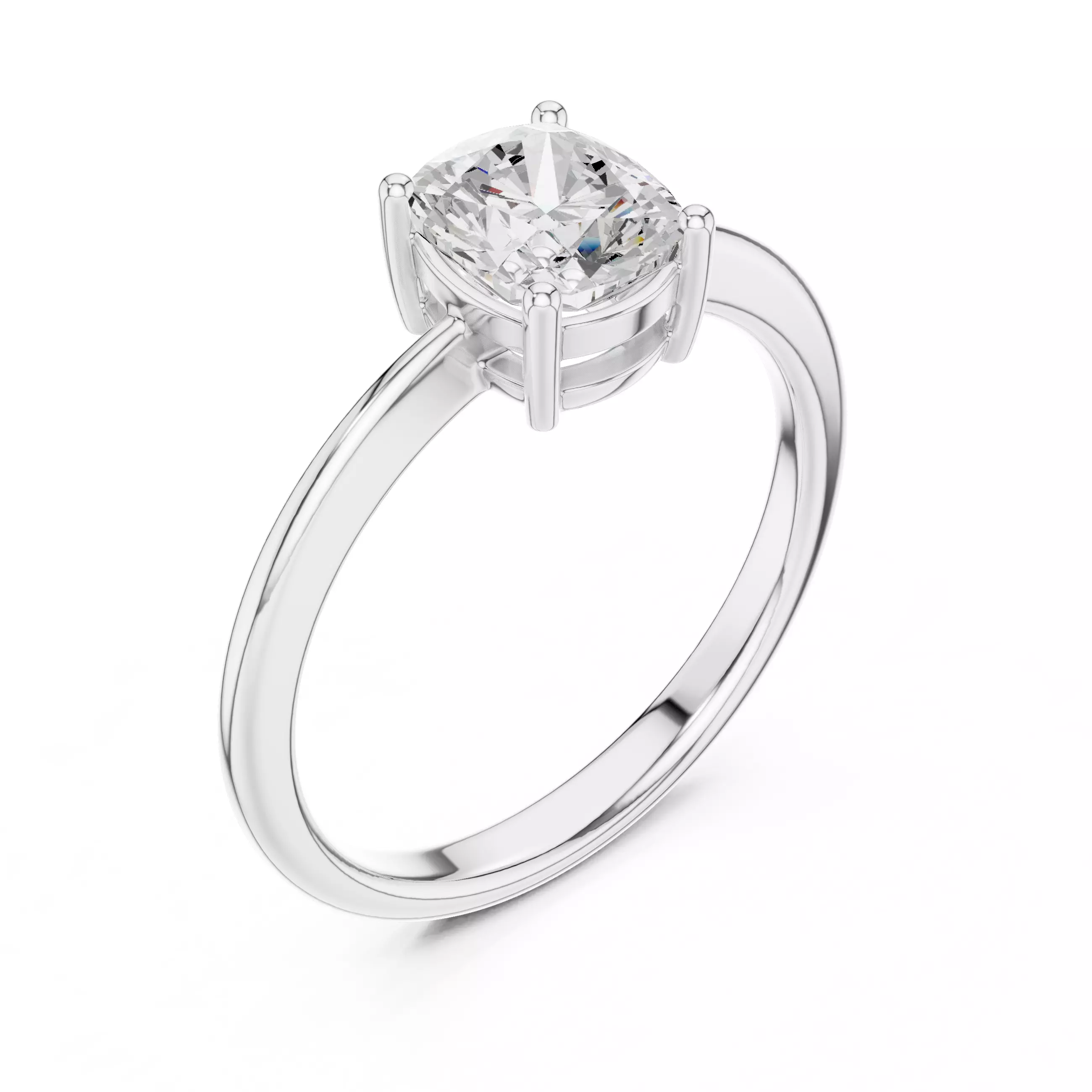 1CT Elongated Cushion Cut Solitaire Engagement Ring File Video 3D print model_10