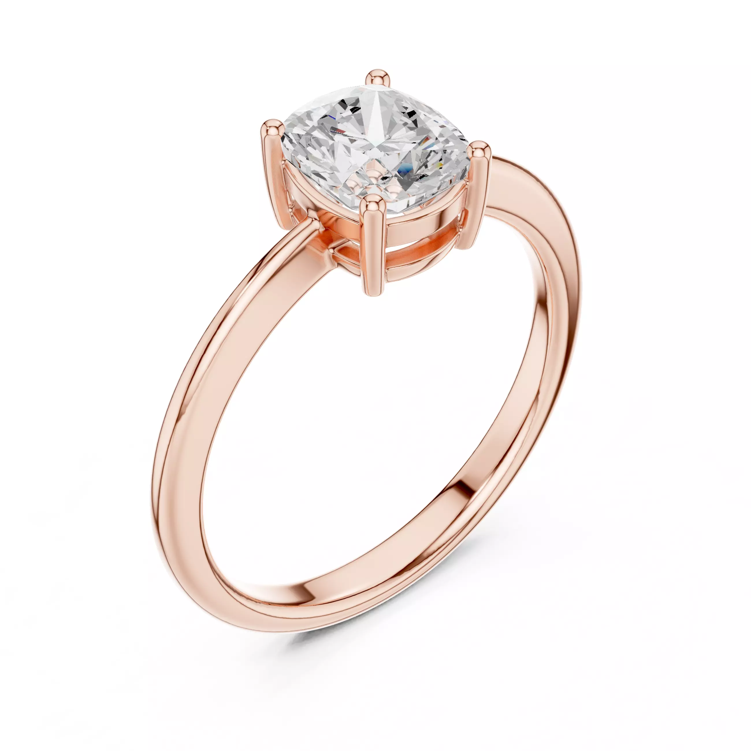 1CT Elongated Cushion Cut Solitaire Engagement Ring File Video 3D print model_4