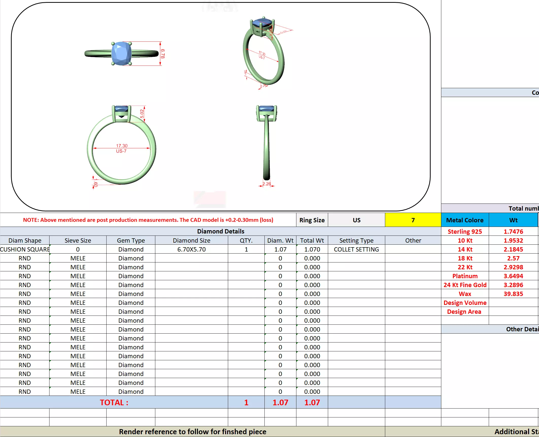 1CT Elongated Cushion Cut Solitaire Engagement Ring File Video 3D print model_13