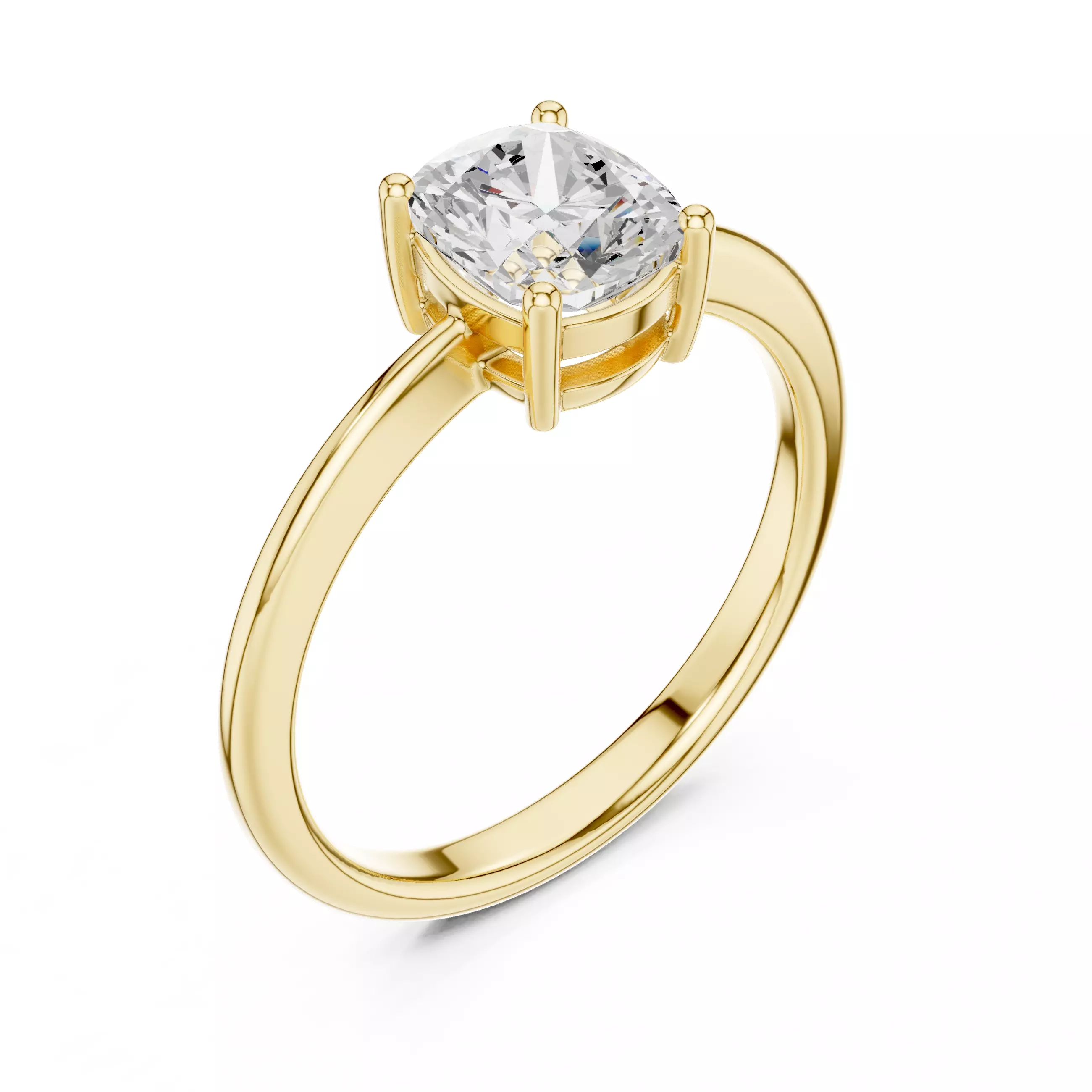 1CT Elongated Cushion Cut Solitaire Engagement Ring File Video 3D print model_7