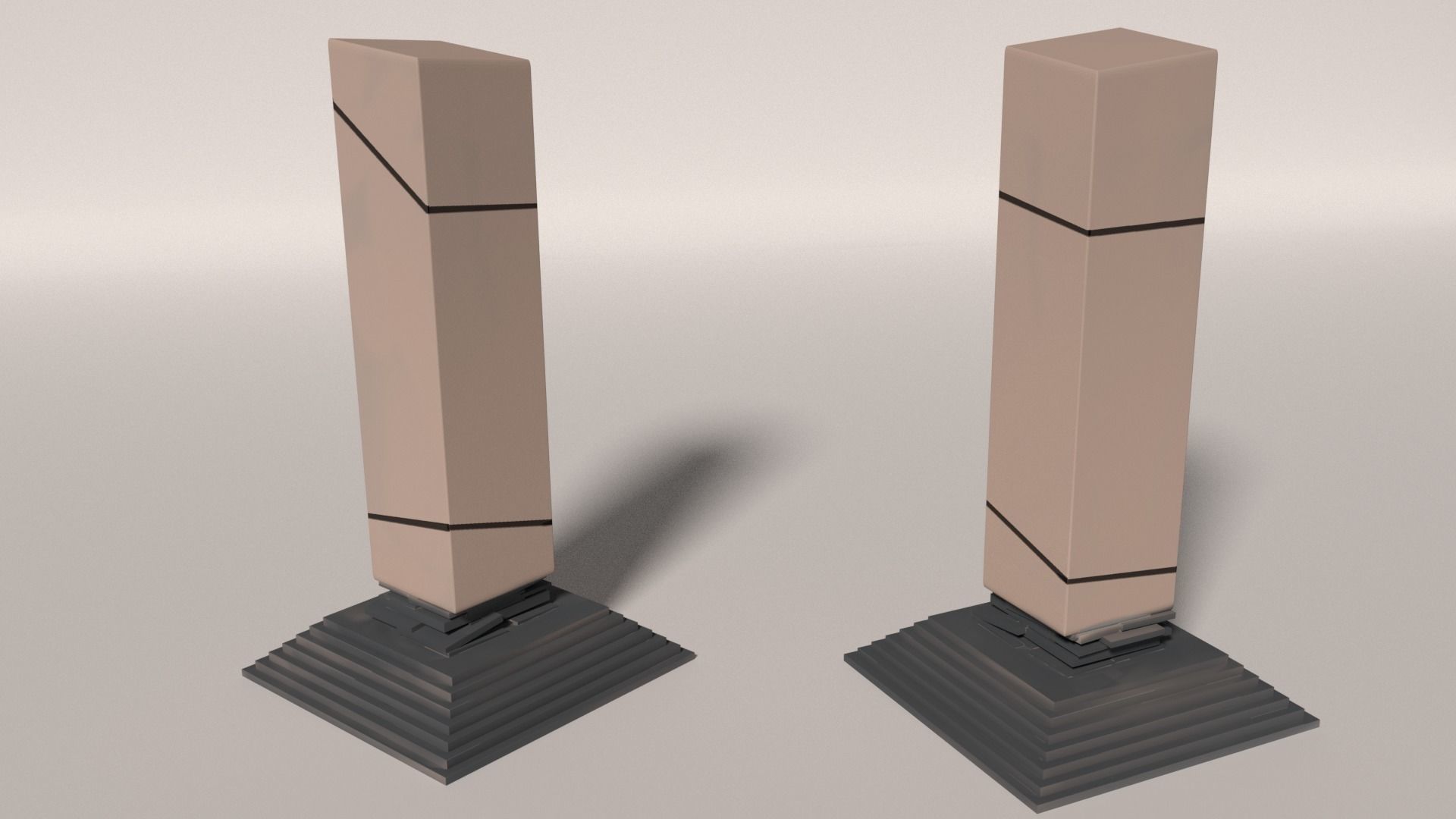 Fire-Water Pillar Low-poly 3D model_2