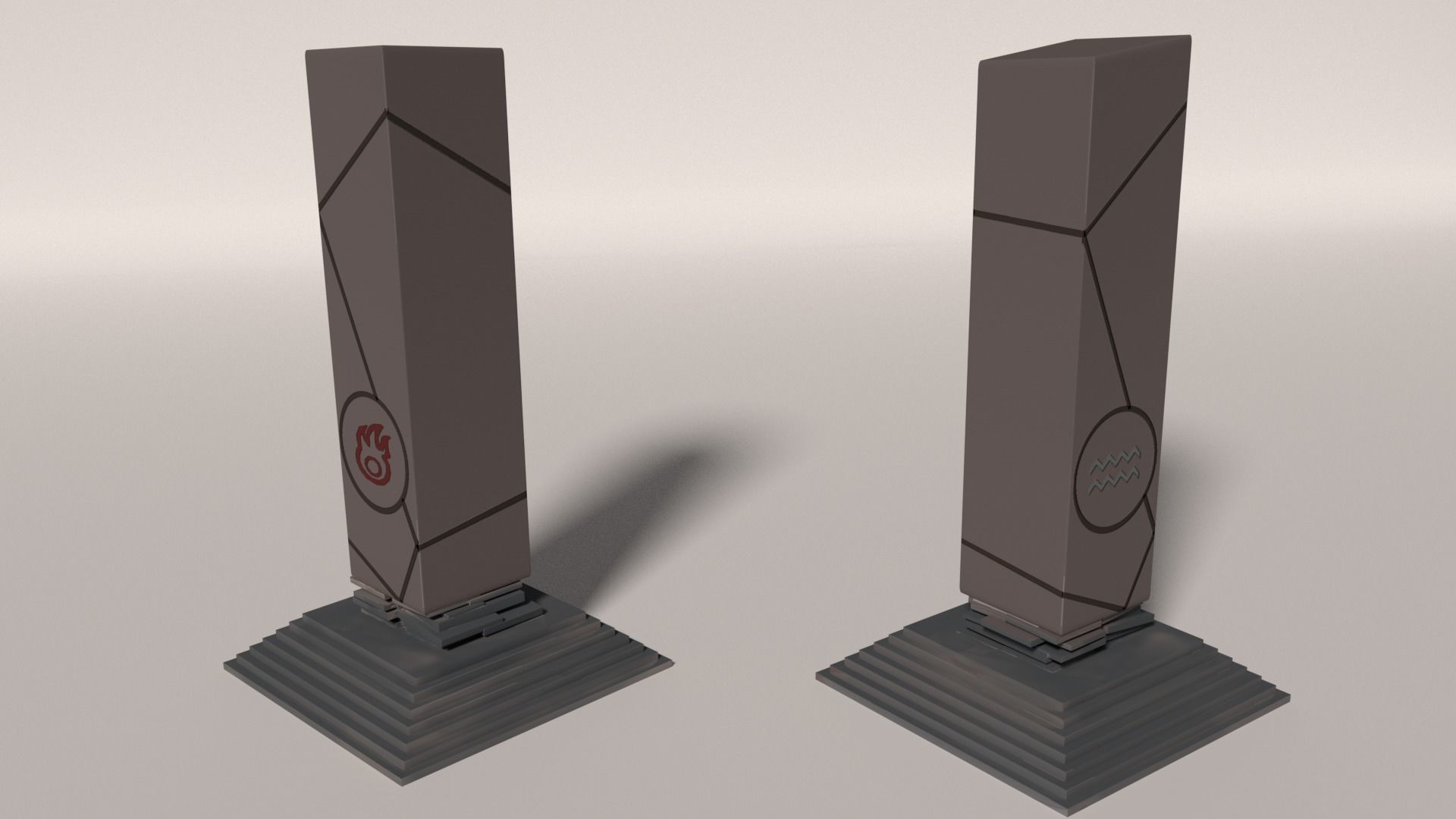 Fire-Water Pillar Low-poly 3D model_5