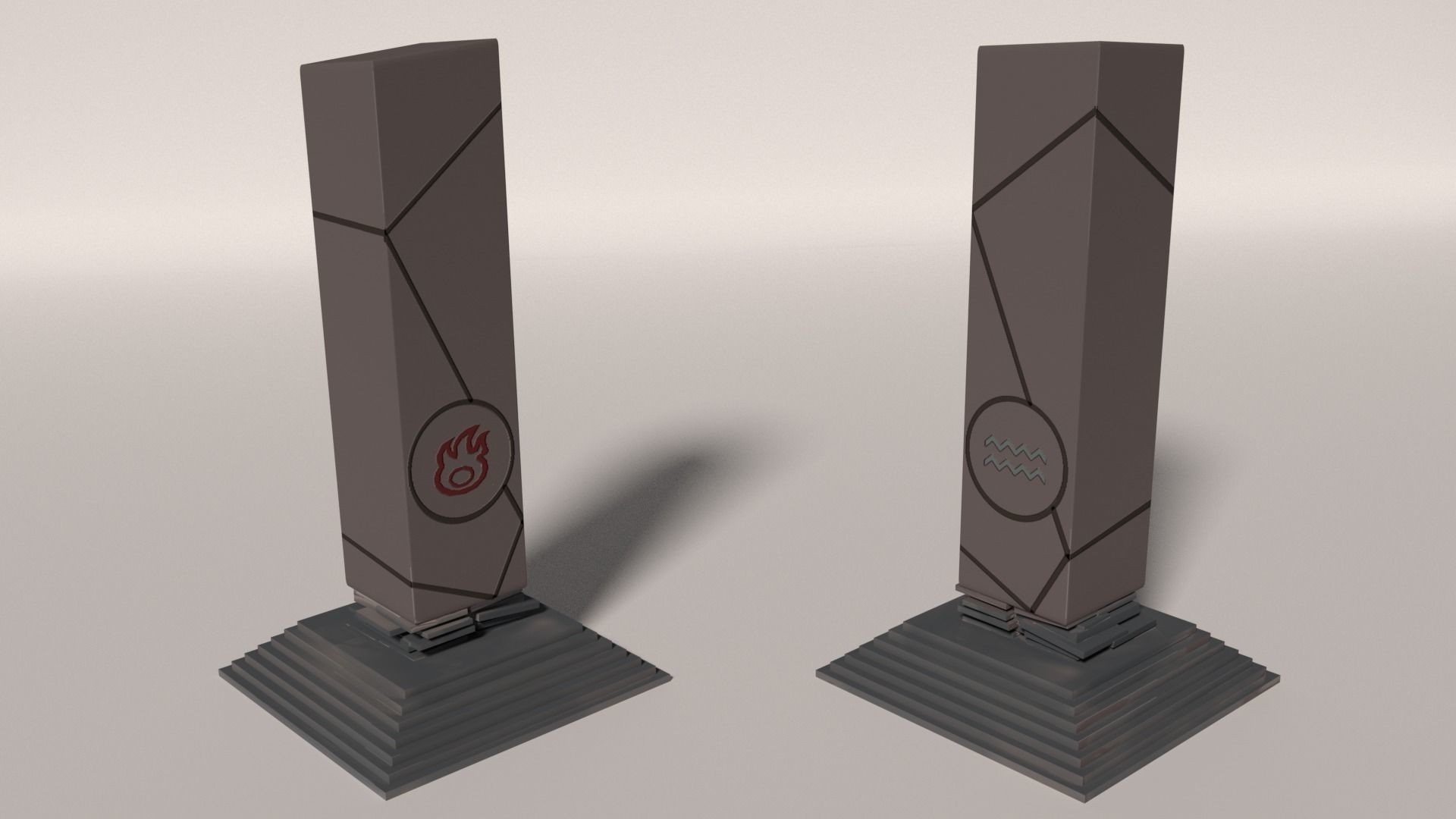 Fire-Water Pillar Low-poly 3D model_4