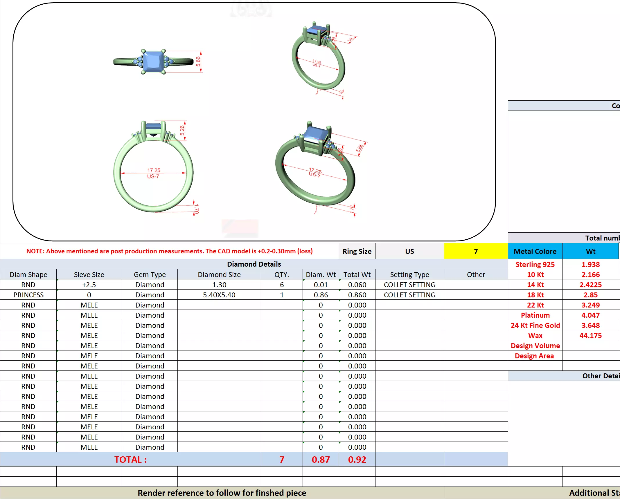 Princess Cut Seven Stone Engagement Wedding Ring File Video 3D print model_13