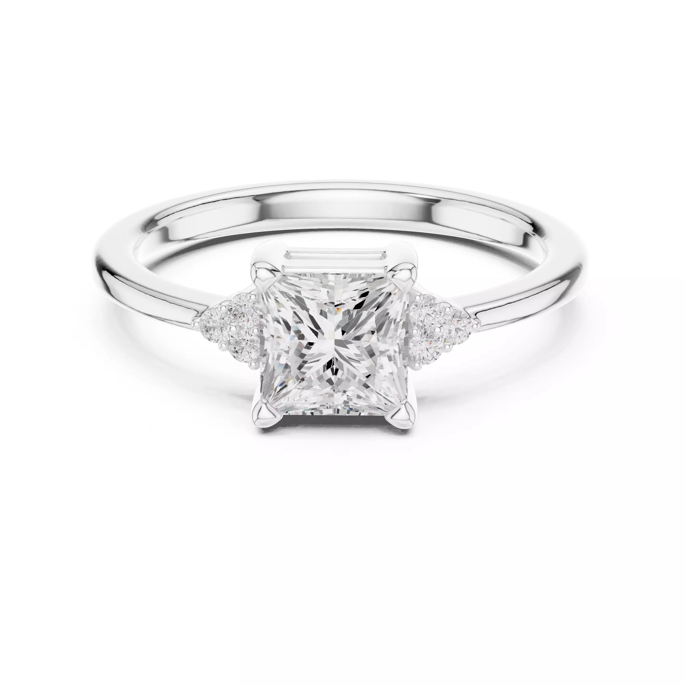 Princess Cut Seven Stone Engagement Wedding Ring File Video 3D print model_2