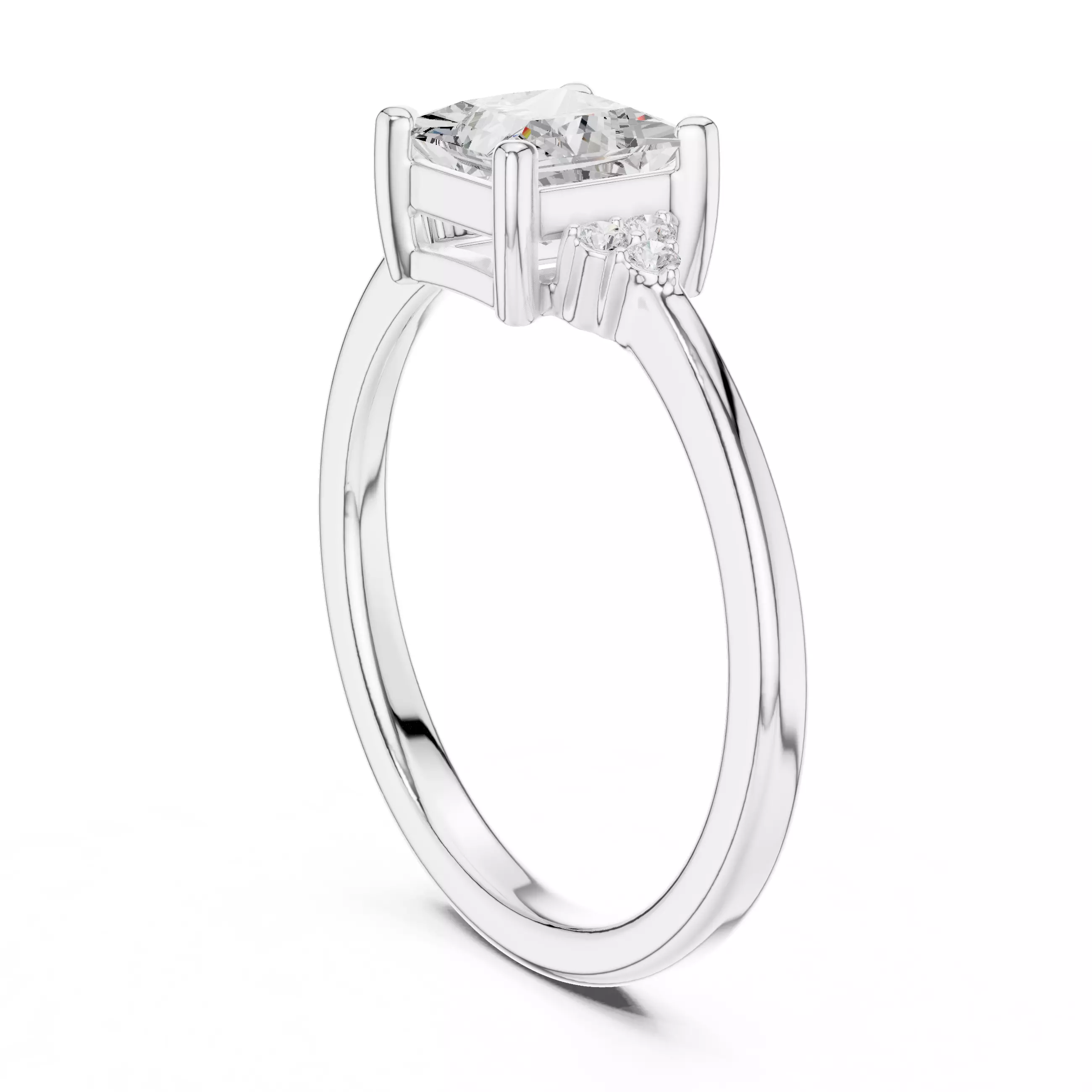 Princess Cut Seven Stone Engagement Wedding Ring File Video 3D print model_9
