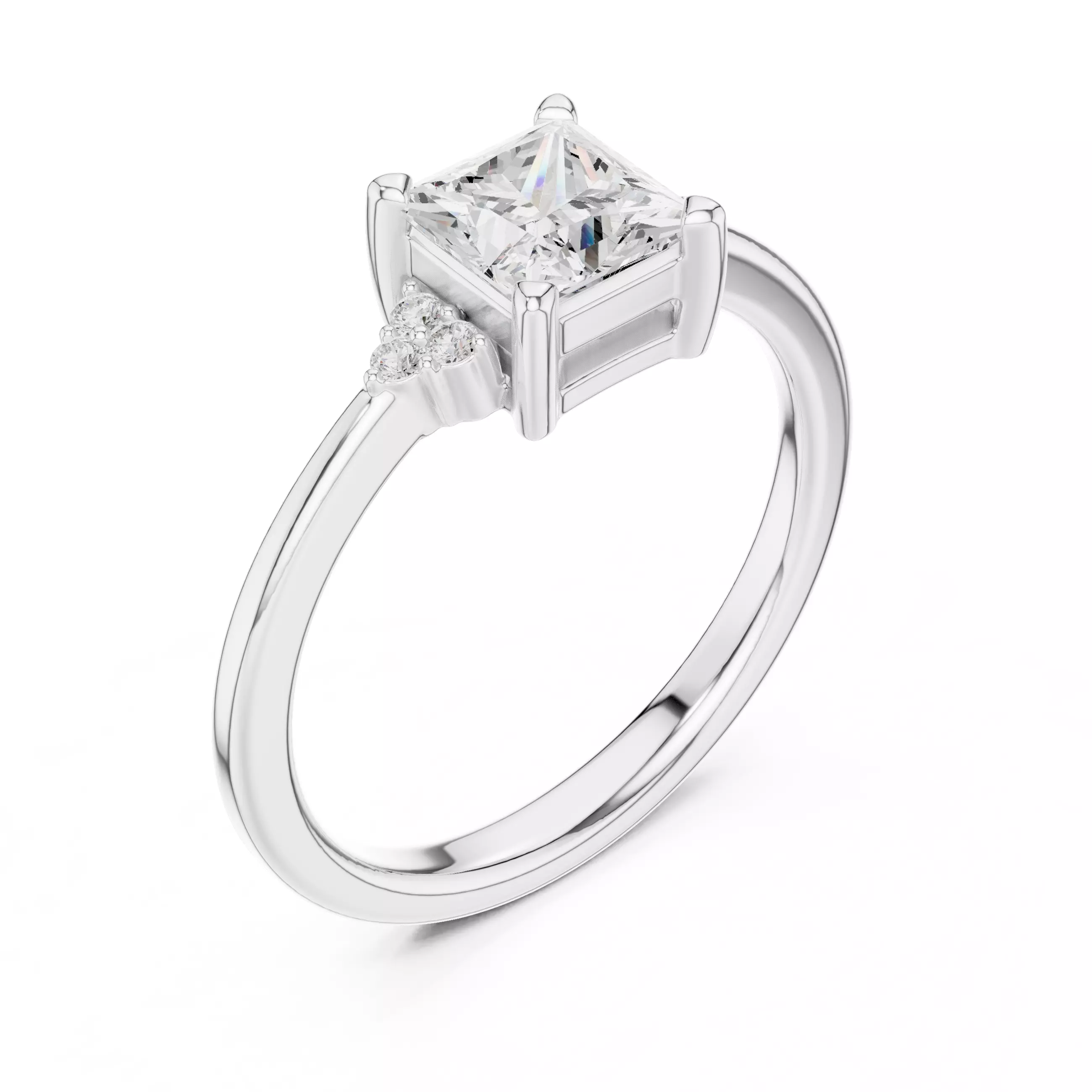 Princess Cut Seven Stone Engagement Wedding Ring File Video 3D print model_10