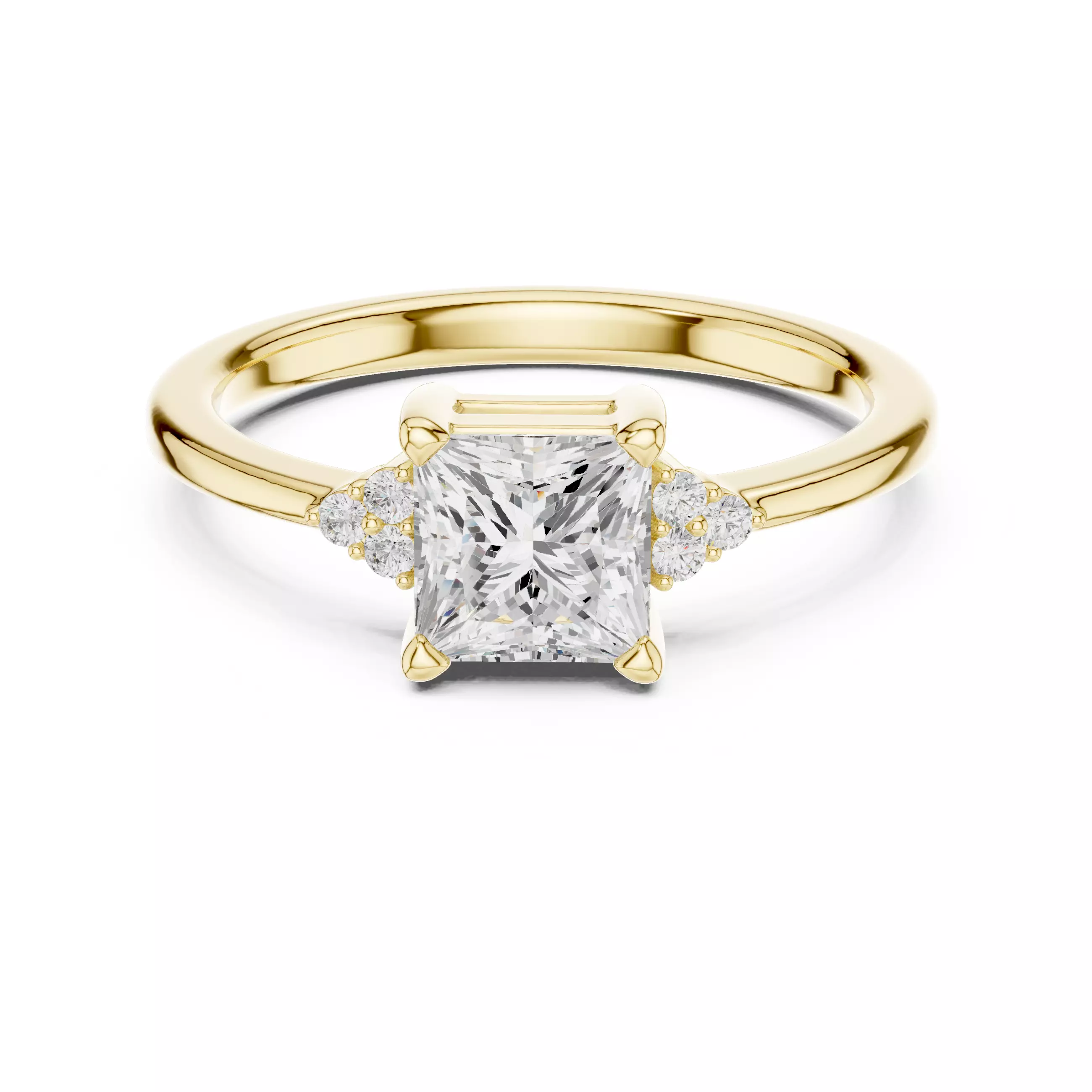 Princess Cut Seven Stone Engagement Wedding Ring File Video 3D print model_1