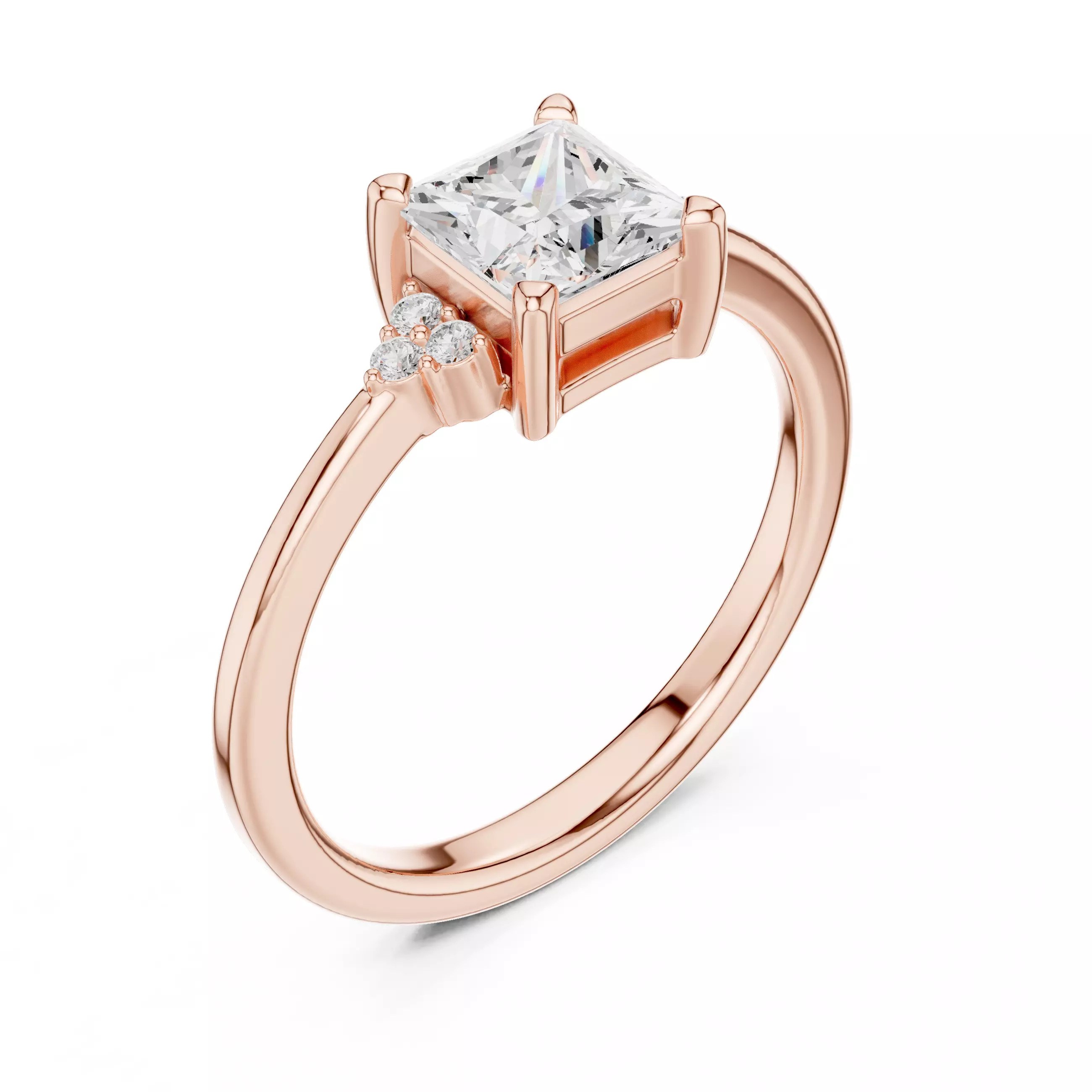 Princess Cut Seven Stone Engagement Wedding Ring File Video 3D print model_4