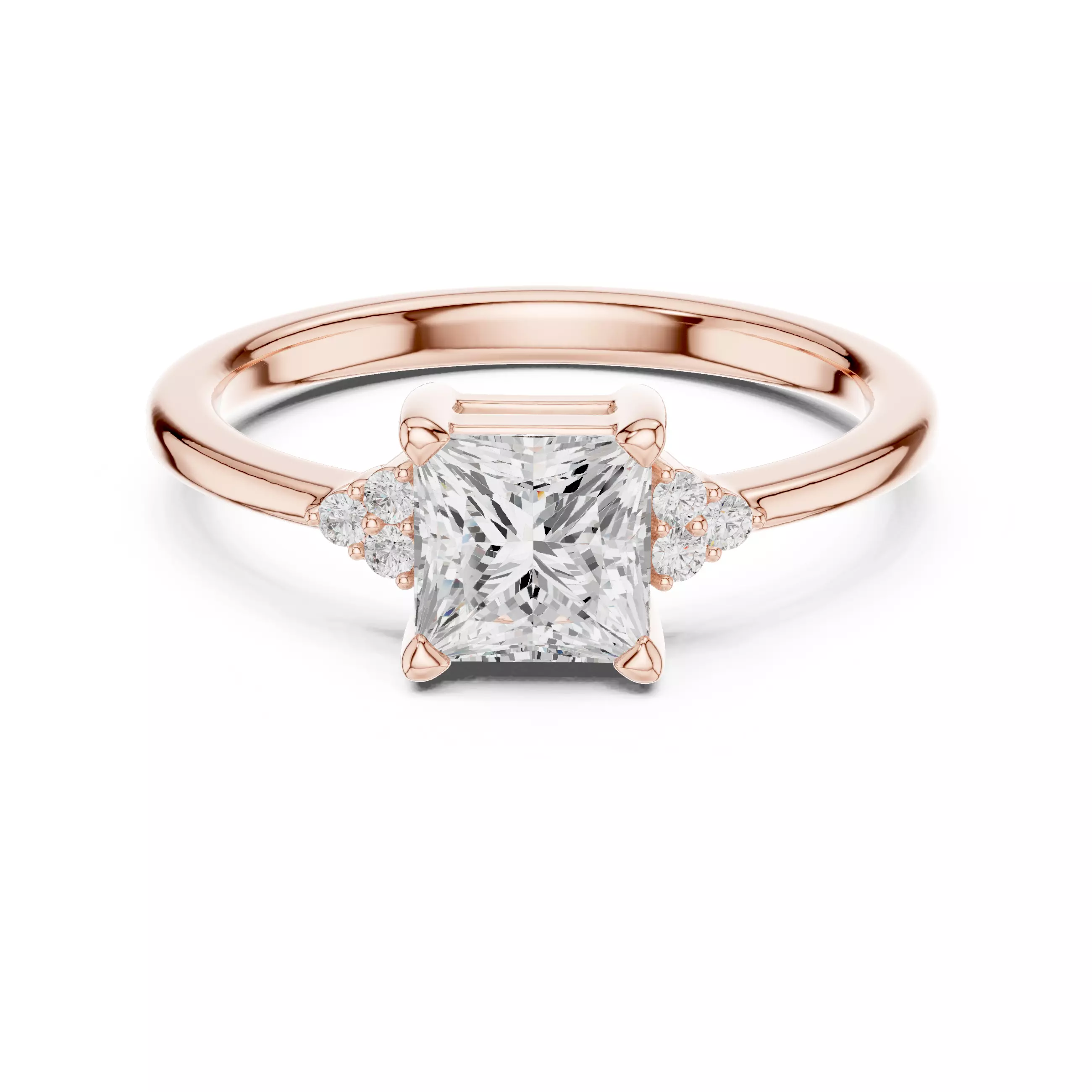 Princess Cut Seven Stone Engagement Wedding Ring File Video 3D print model_0