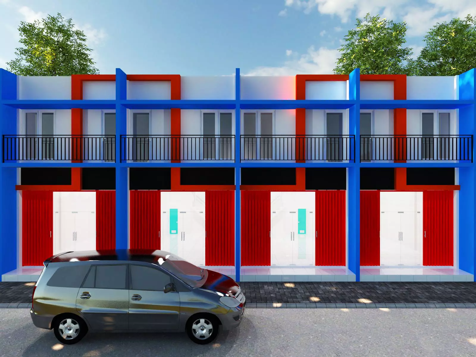 Modern House Design 3D Model Only Facade 6 3D model_0