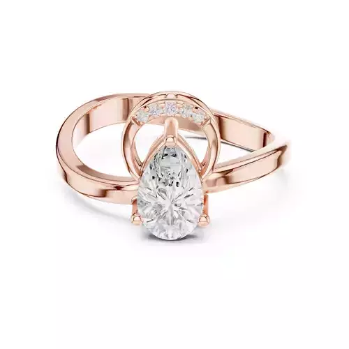 8x5mm Pear Diamond Curved Engagement Ring 3DM STL Video