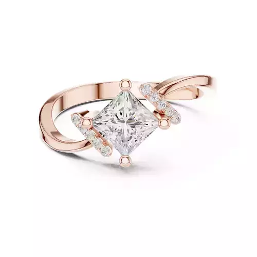 5mm Princess Cut Curved Band Engagement Ring 3DM STL Video