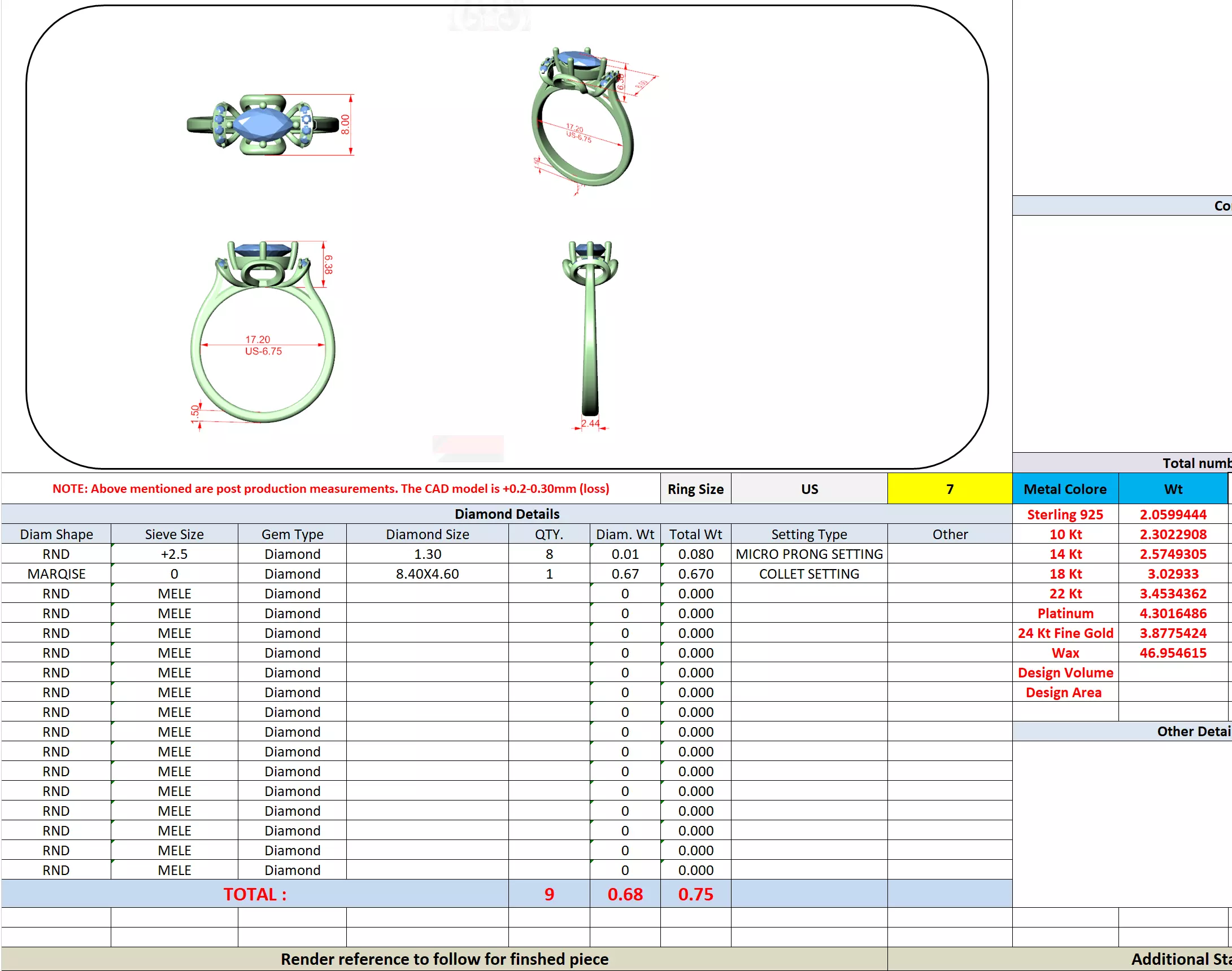 East West Marquise Cut Diamond Engagement Ring 3DM STL Video 3D print model_13