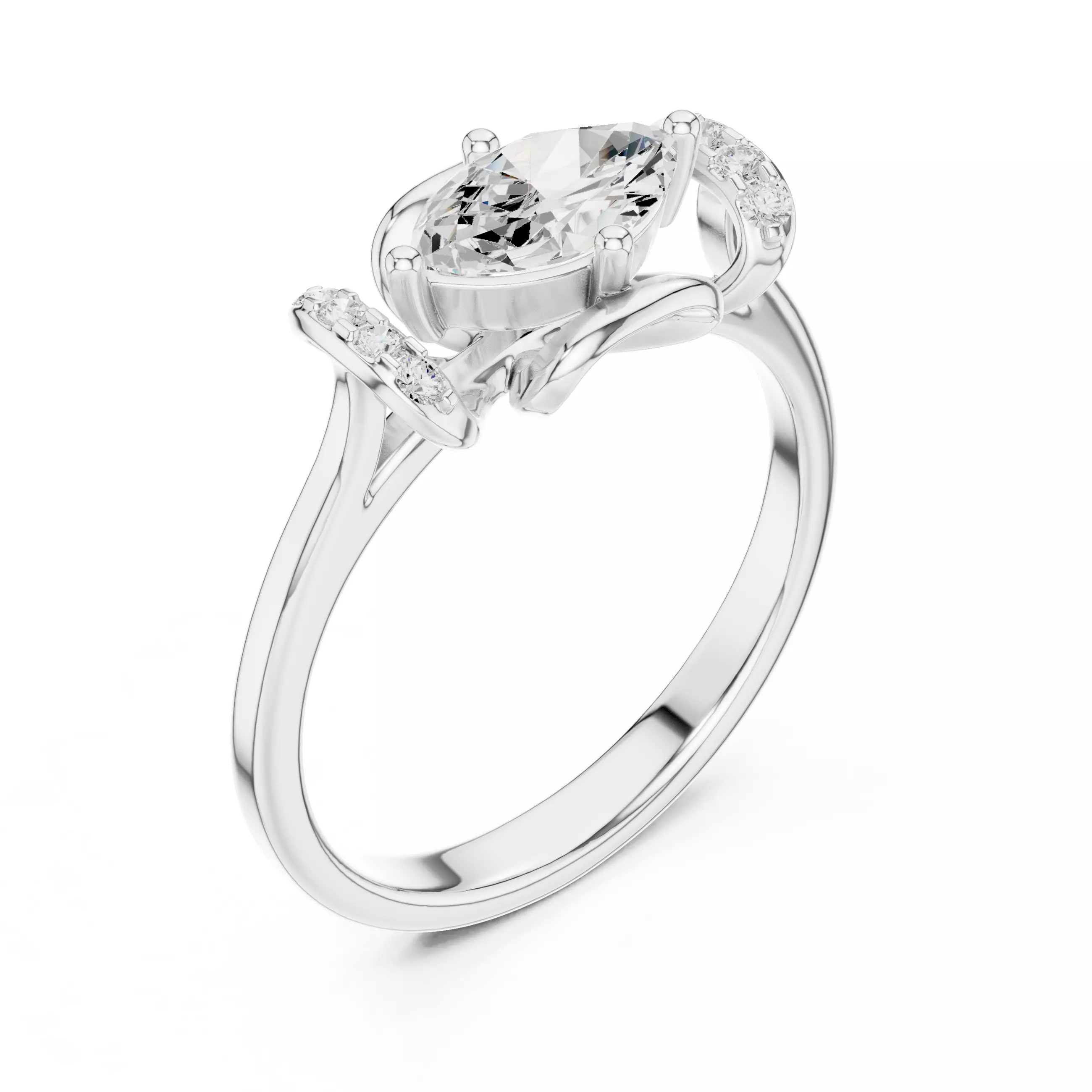 East West Marquise Cut Diamond Engagement Ring 3DM STL Video 3D print model_10