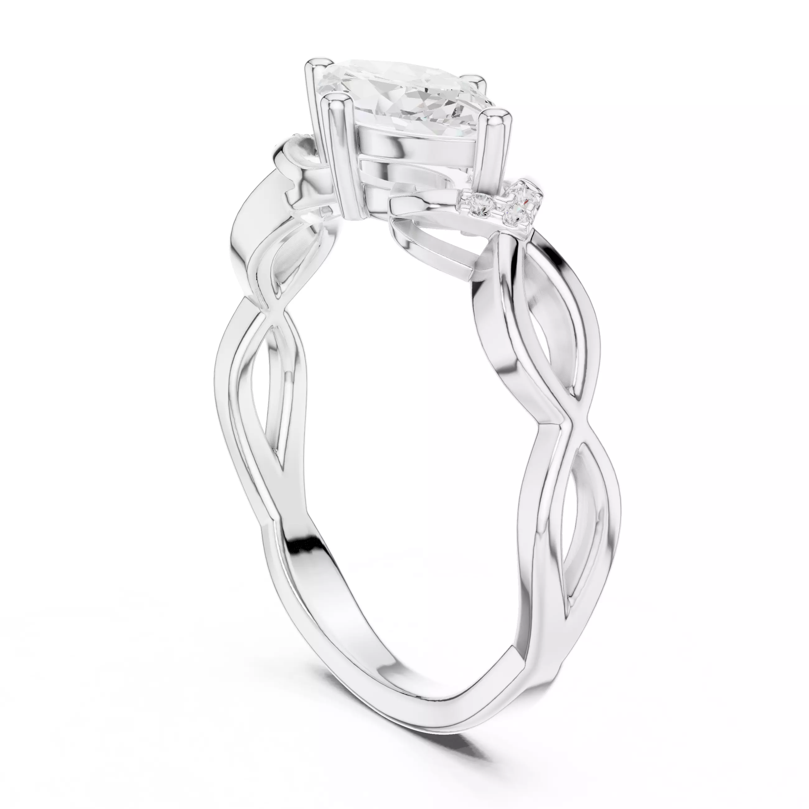 East West Marquise Cut Micro Prong Set Woman Ring 3DM STL Video 3D print model_9