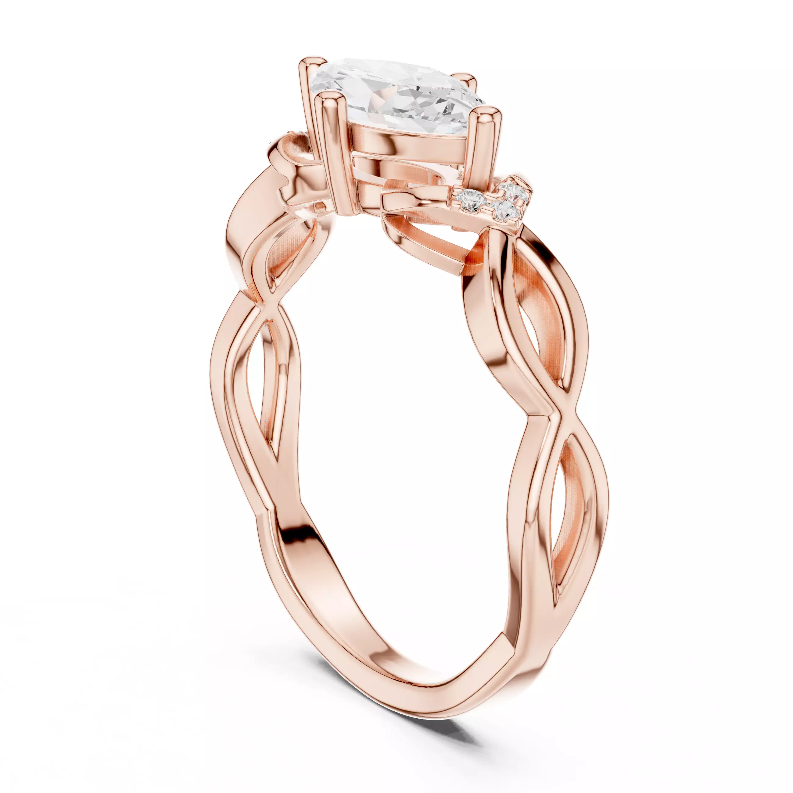 East West Marquise Cut Micro Prong Set Woman Ring 3DM STL Video 3D print model_3